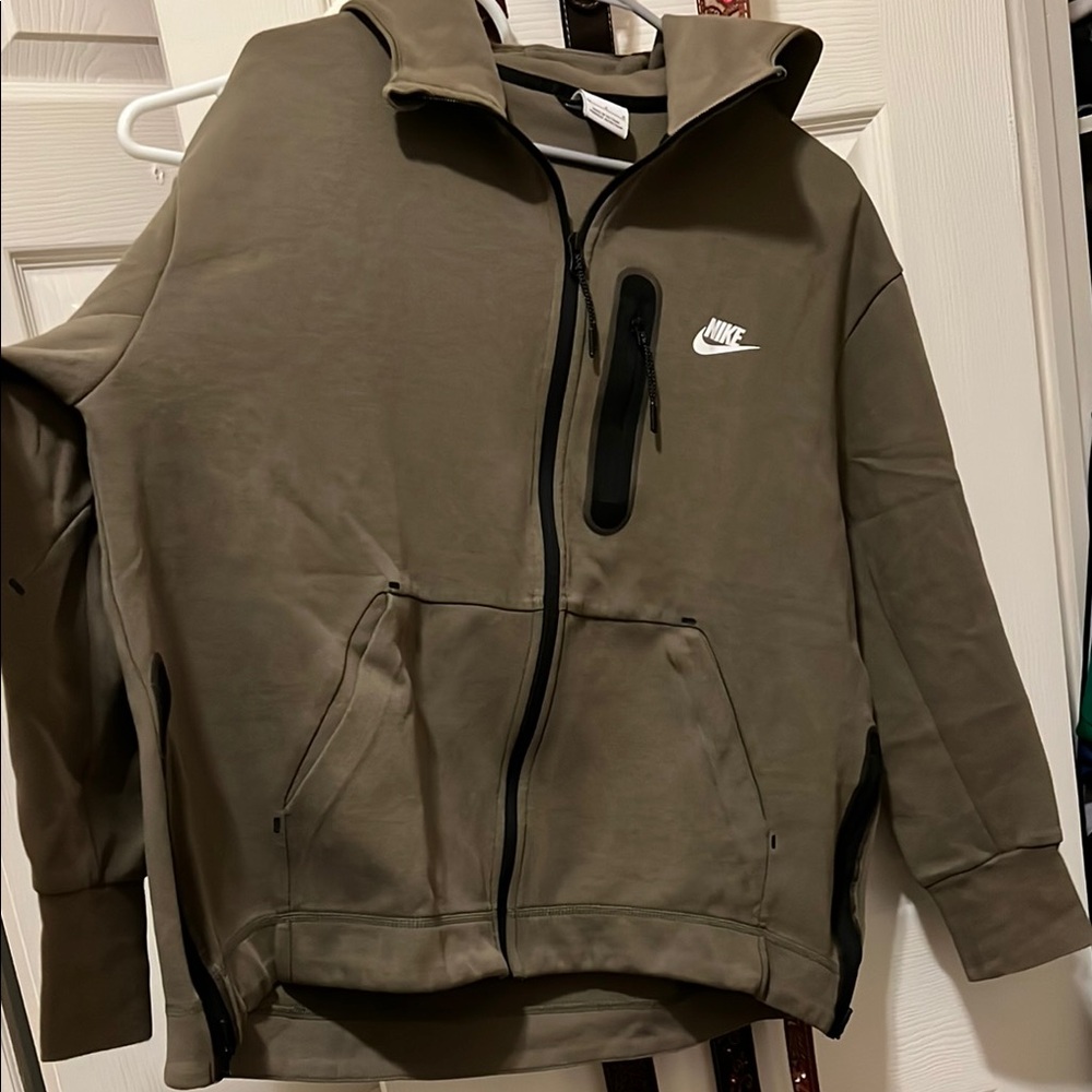 Nike Tech Olive Green Zip-Up Hoodie